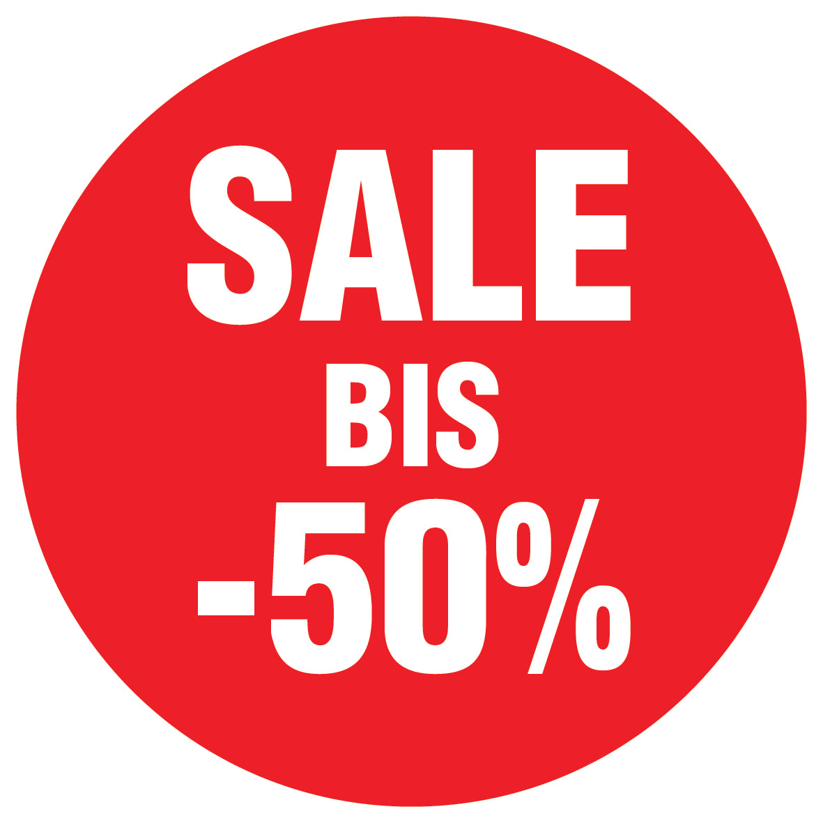 Promotional stickers round 2 "Sale bis -50%" 10-60 cm LH-SALE-4050-RU-10-14-0