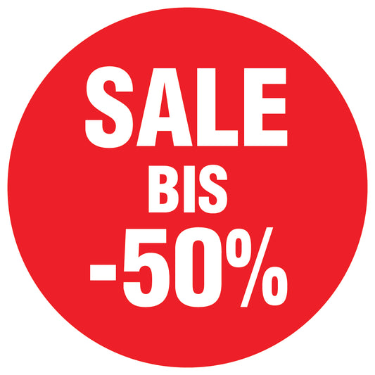 Promotional stickers round 2 "Sale bis -50%" 10-60 cm LH-SALE-4050-RU-10-14-0