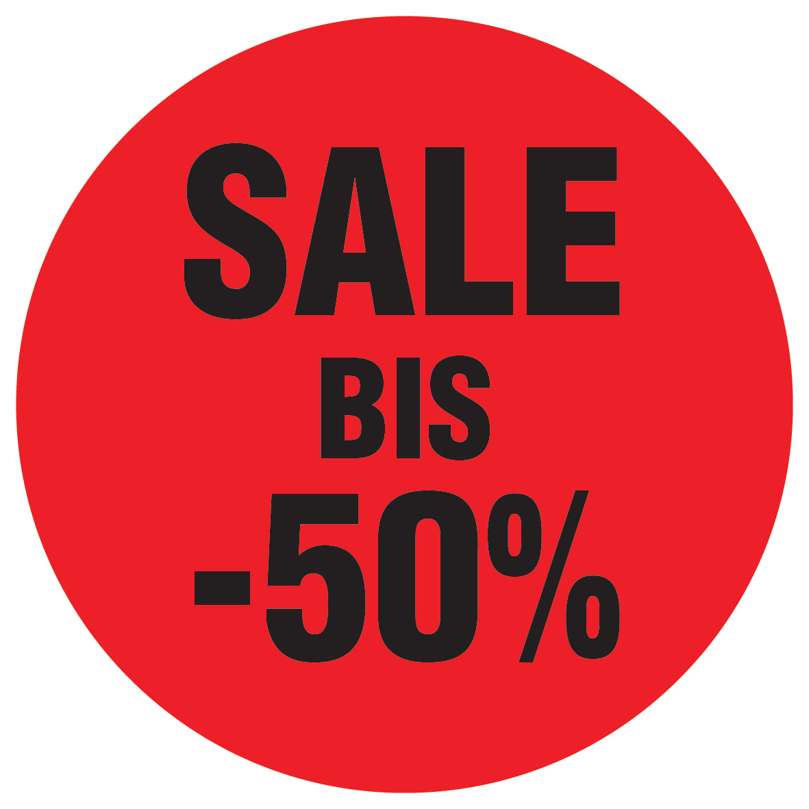 Promotional stickers round 2 "Sale bis -50%" 10-60 cm LH-SALE-4050-RU-10-14-88