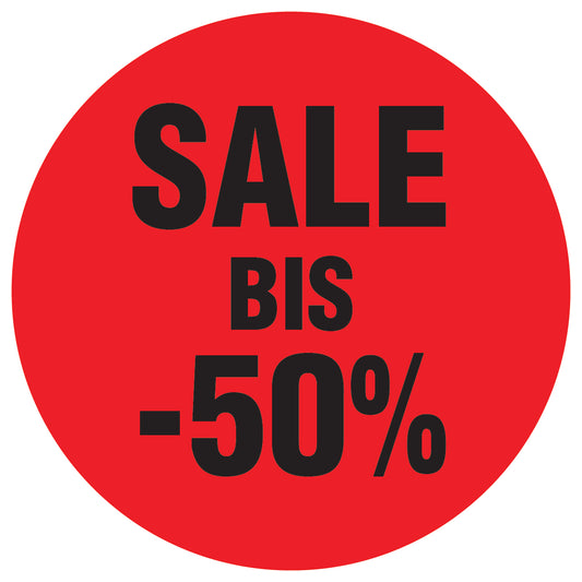 Promotional stickers round 2 "Sale bis -50%" 10-60 cm LH-SALE-4050-RU-10-14-88