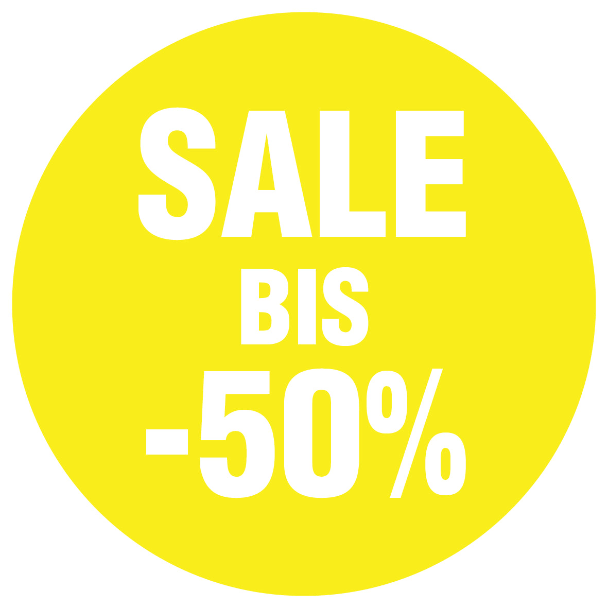 Promotional stickers round 2 "Sale bis -50%" 2-7 cm LH-SALE-4050-RU-10-3-0