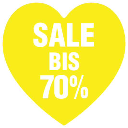 Promotional stickers heart shaped "Sale bis 70%" 10-60 cm LH-SALE-4070-HE-10-3-0