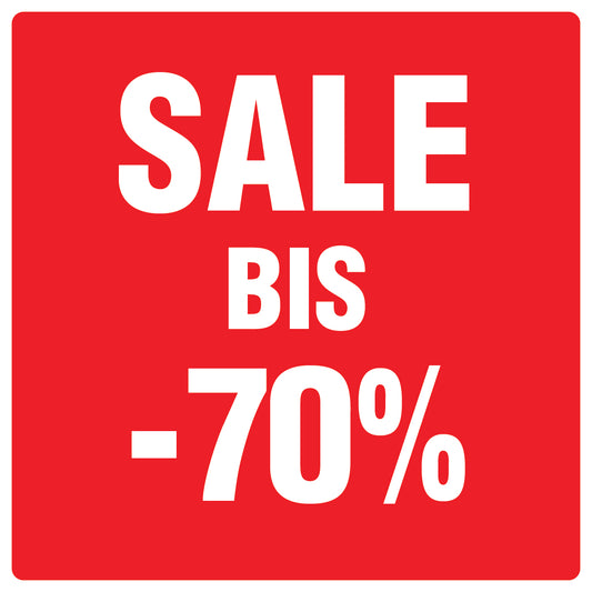 Promotional stickers square"Sale bis -70%" 10-60 cm LH-SALE-4070-QU-10-14-0