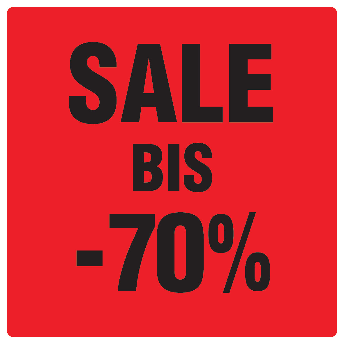 Promotional stickers square"Sale bis -70%" 2-7 cm LH-SALE-4070-QU-10-14-88