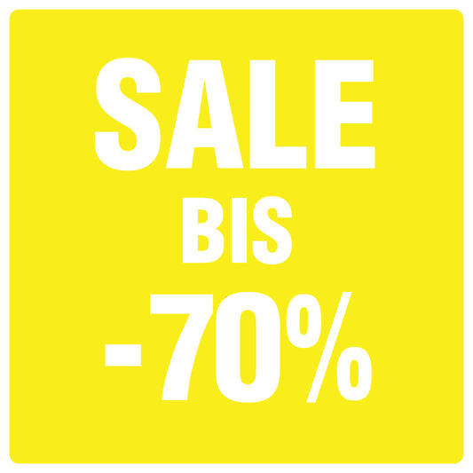 Promotional stickers square"Sale bis -70%" 2-7 cm LH-SALE-4070-QU-10-3-0