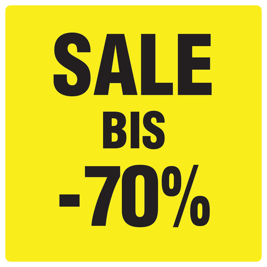 Promotional stickers square"Sale bis -70%" 10-60 cm LH-SALE-4070-QU-10-3-88