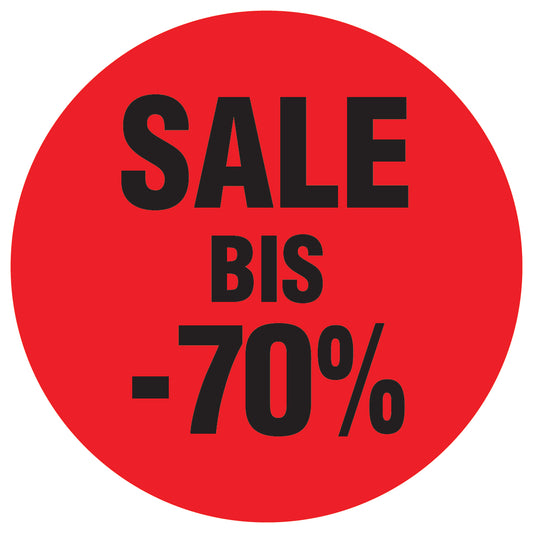 Promotional stickers round 2 "Sale bis -70%" 10-60 cm LH-SALE-4070-RU-10-14-88