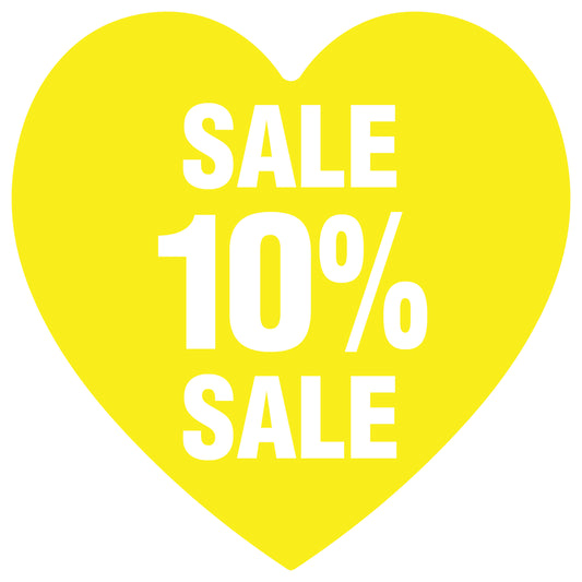 Promotional stickers heart shaped "Sale 10% sale" 10-60 cm LH-SALE-5010-HE-10-3-0