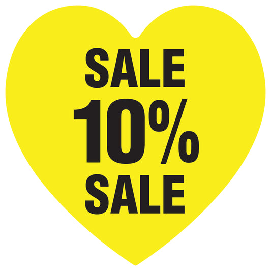 Promotional stickers heart shaped "Sale 10% sale" 10-60 cm LH-SALE-5010-HE-10-3-88