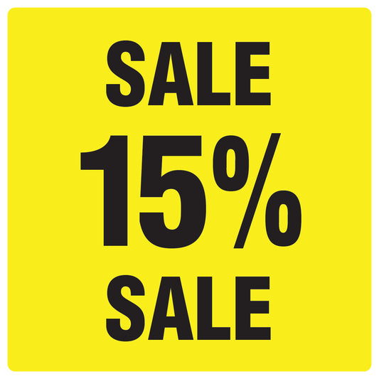 Promotional stickers square"Sale 15% sale" 10-60 cm LH-SALE-5015-QU-10-3-88