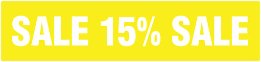 Promotional stickers rectangular "Sale 15% sale" 10-60 cm LH-SALE-5015-RE-50x12-3-0