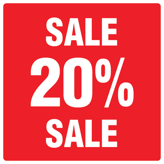 Promotional stickers square"Sale 20% sale" 2-7 cm LH-SALE-5020-QU-10-14-0
