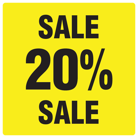 Promotional stickers square"Sale 20% sale" 2-7 cm LH-SALE-5020-QU-10-3-88