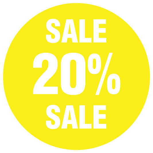 Promotional stickers round 2 "Sale 20% sale" 10-60 cm LH-SALE-5020-RU-10-3-0