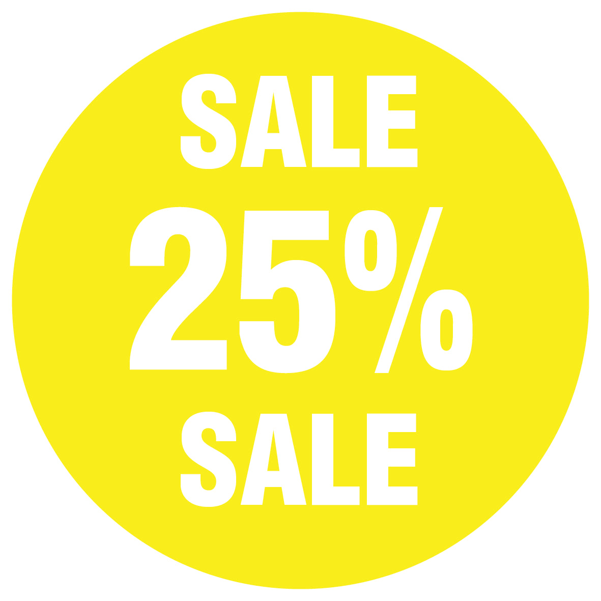 Promotional stickers round 2 "Sale 25% sale" 10-60 cm LH-SALE-5025-RU-10-3-0