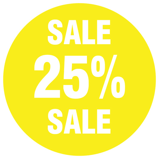 Promotional stickers round 2 "Sale 25% sale" 10-60 cm LH-SALE-5025-RU-10-3-0