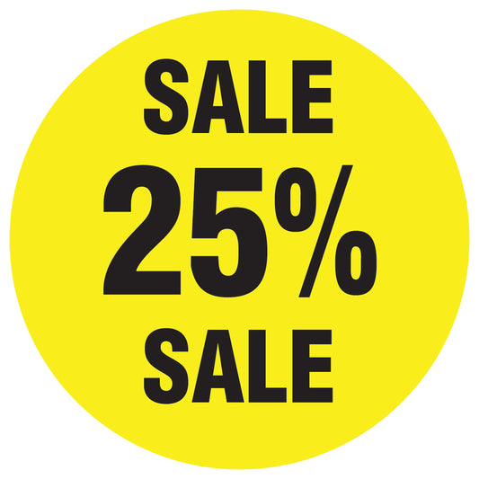 Promotional stickers round 2 "Sale 25% sale" 10-60 cm LH-SALE-5025-RU-10-3-88