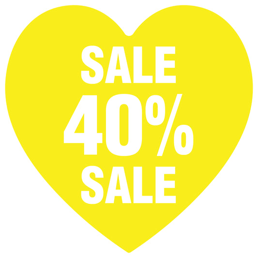 Promotional stickers heart shaped "Sale 40% sale" 2-7 cm LH-SALE-5040-HE-10-3-0