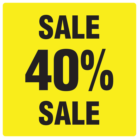 Promotional stickers square"Sale 40% sale" 2-7 cm LH-SALE-5040-QU-10-3-88