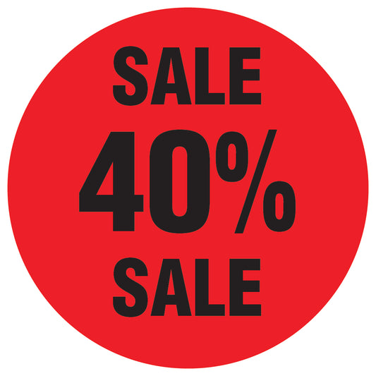 Promotional stickers round 2 "Sale 40% sale" 10-60 cm LH-SALE-5040-RU-10-14-88