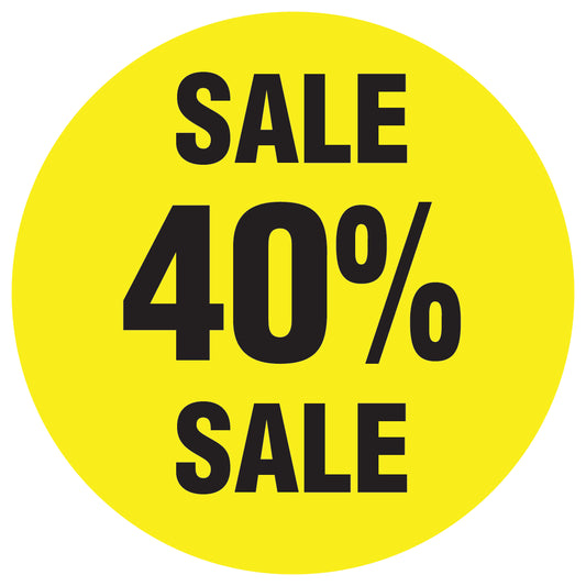Promotional stickers round 2 "Sale 40% sale" 10-60 cm LH-SALE-5040-RU-10-3-88