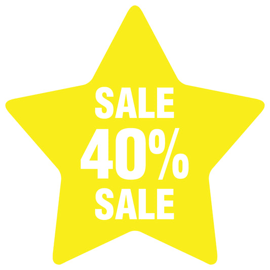 Promotional stickers star-shaped "Sale 40% sale" 2-7 cm LH-SALE-5040-ST-10-3-0