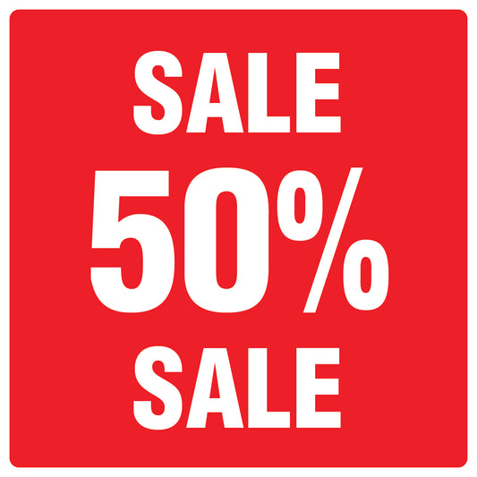 Promotional stickers square"Sale 50% sale" 2-7 cm LH-SALE-5050-QU-10-14-0