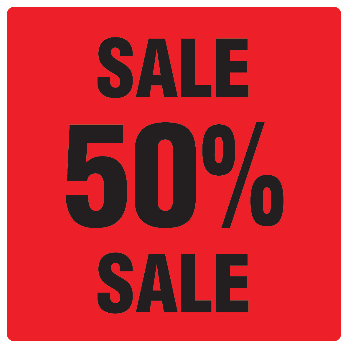 Promotional stickers square"Sale 50% sale" 2-7 cm LH-SALE-5050-QU-10-14-88