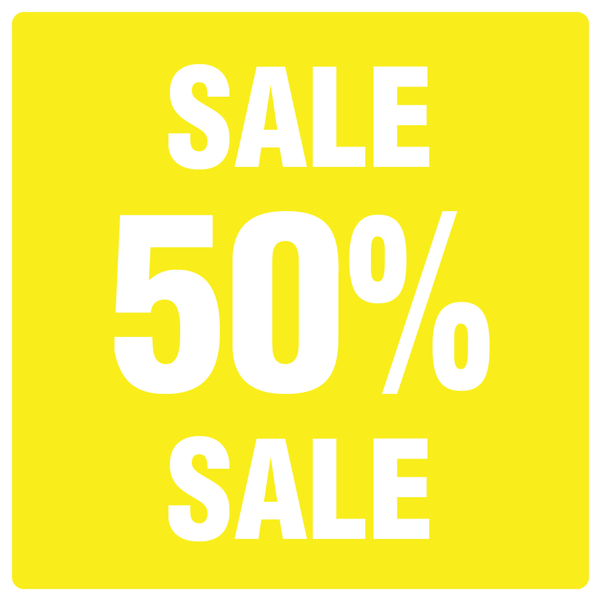 Promotional stickers square"Sale 50% sale" 2-7 cm LH-SALE-5050-QU-10-3-0