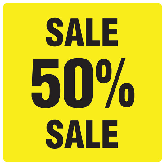 Promotional stickers square"Sale 50% sale" 10-60 cm LH-SALE-5050-QU-10-3-88