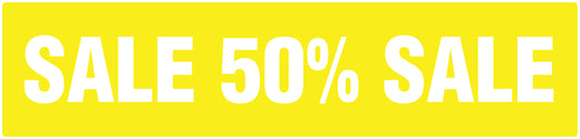 Promotional stickers rectangular "Sale 50% sale" 2-7 cm LH-SALE-5050-RE-50x12-3-0