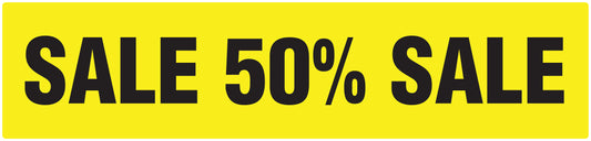 Promotional stickers rectangular "Sale 50% sale" 2-7 cm LH-SALE-5050-RE-50x12-3-88