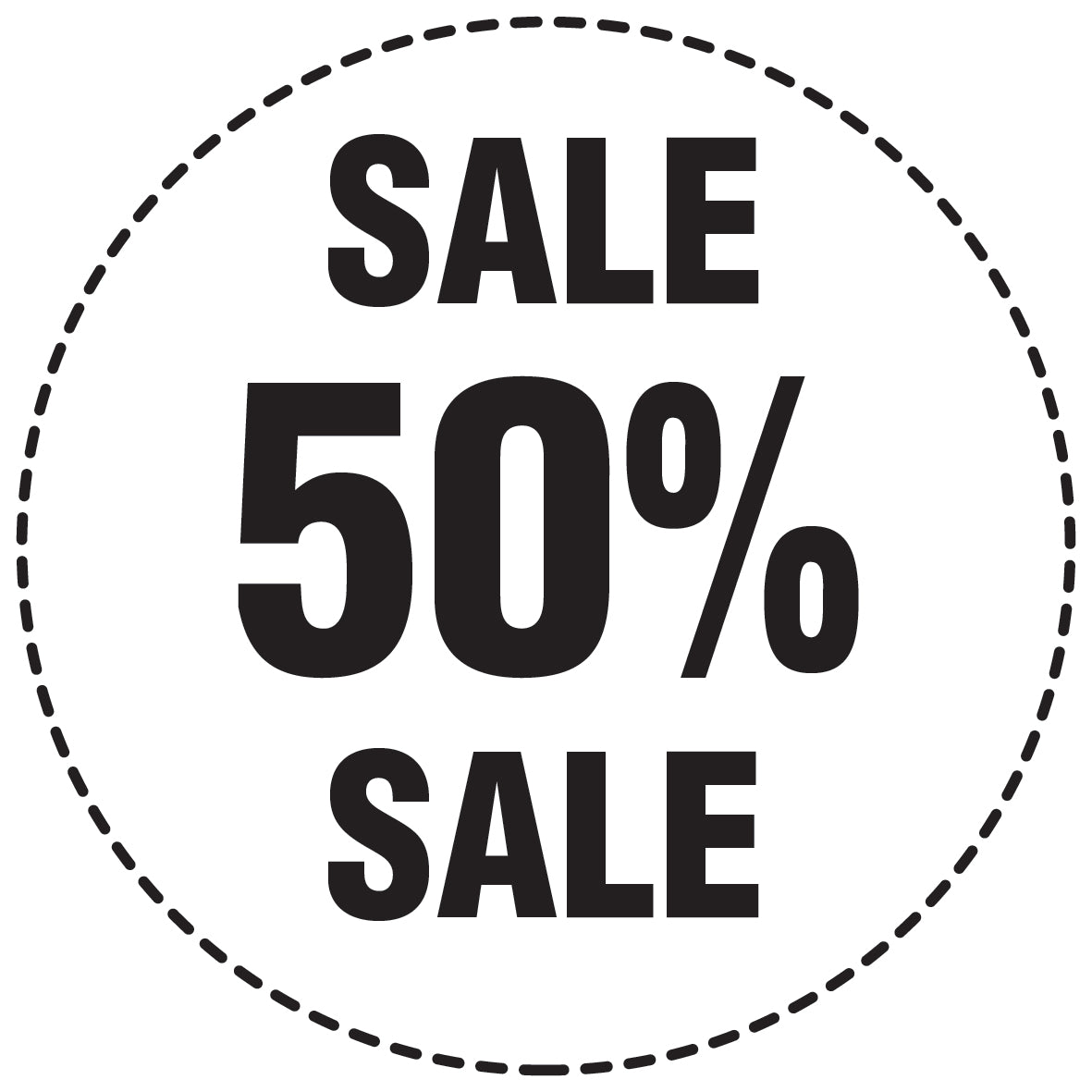 Promotional stickers round 2 "Sale 50% sale" 10-60 cm LH-SALE-5050-RU-10-0-88