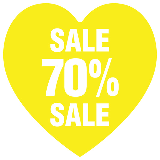 Promotional stickers heart shaped "Sale 70% sale" 2-7 cm LH-SALE-5070-HE-10-3-0