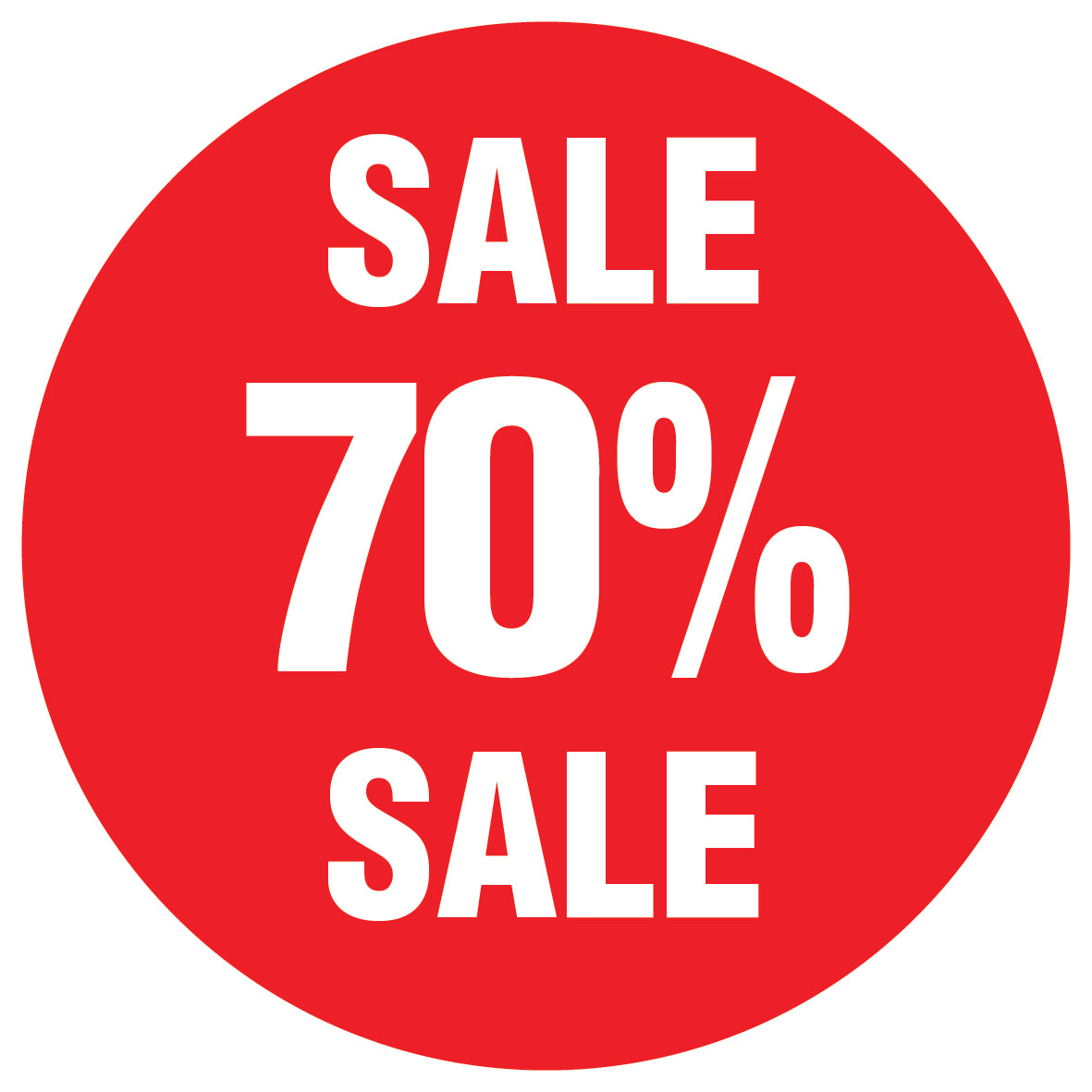 Promotional stickers round 2 "Sale 70% sale" 2-7 cm LH-SALE-5070-RU-10-14-0