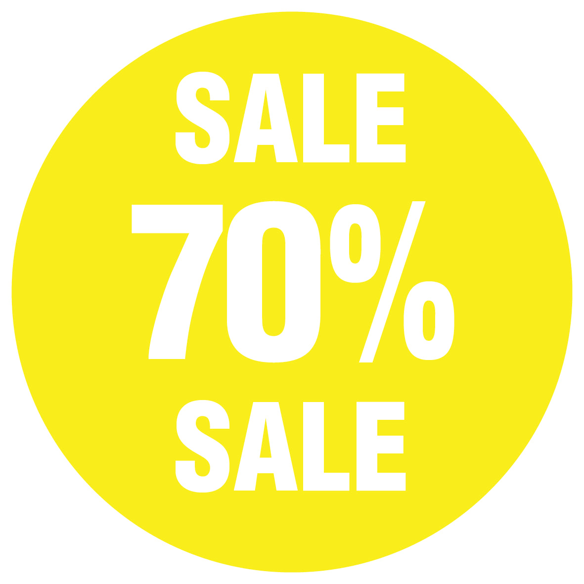 Promotional stickers round 2 "Sale 70% sale" 10-60 cm LH-SALE-5070-RU-10-3-0