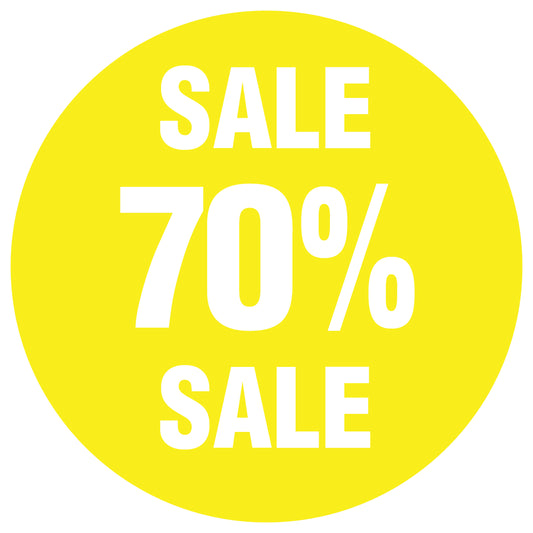 Promotional stickers round 2 "Sale 70% sale" 10-60 cm LH-SALE-5070-RU-10-3-0