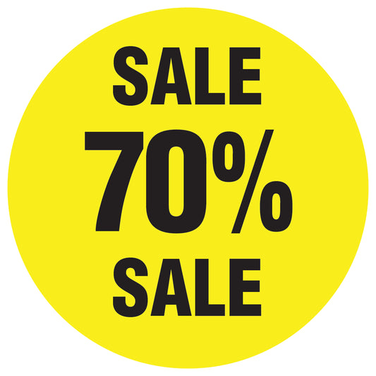Promotional stickers round 2 "Sale 70% sale" 10-60 cm LH-SALE-5070-RU-10-3-88