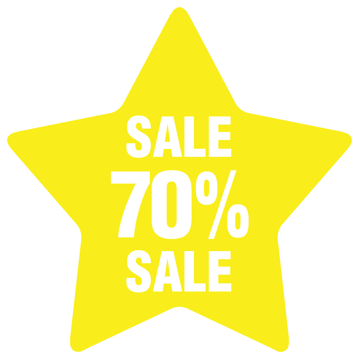 Promotional stickers star-shaped "Sale 70% sale" 2-7 cm LH-SALE-5070-ST-10-3-0