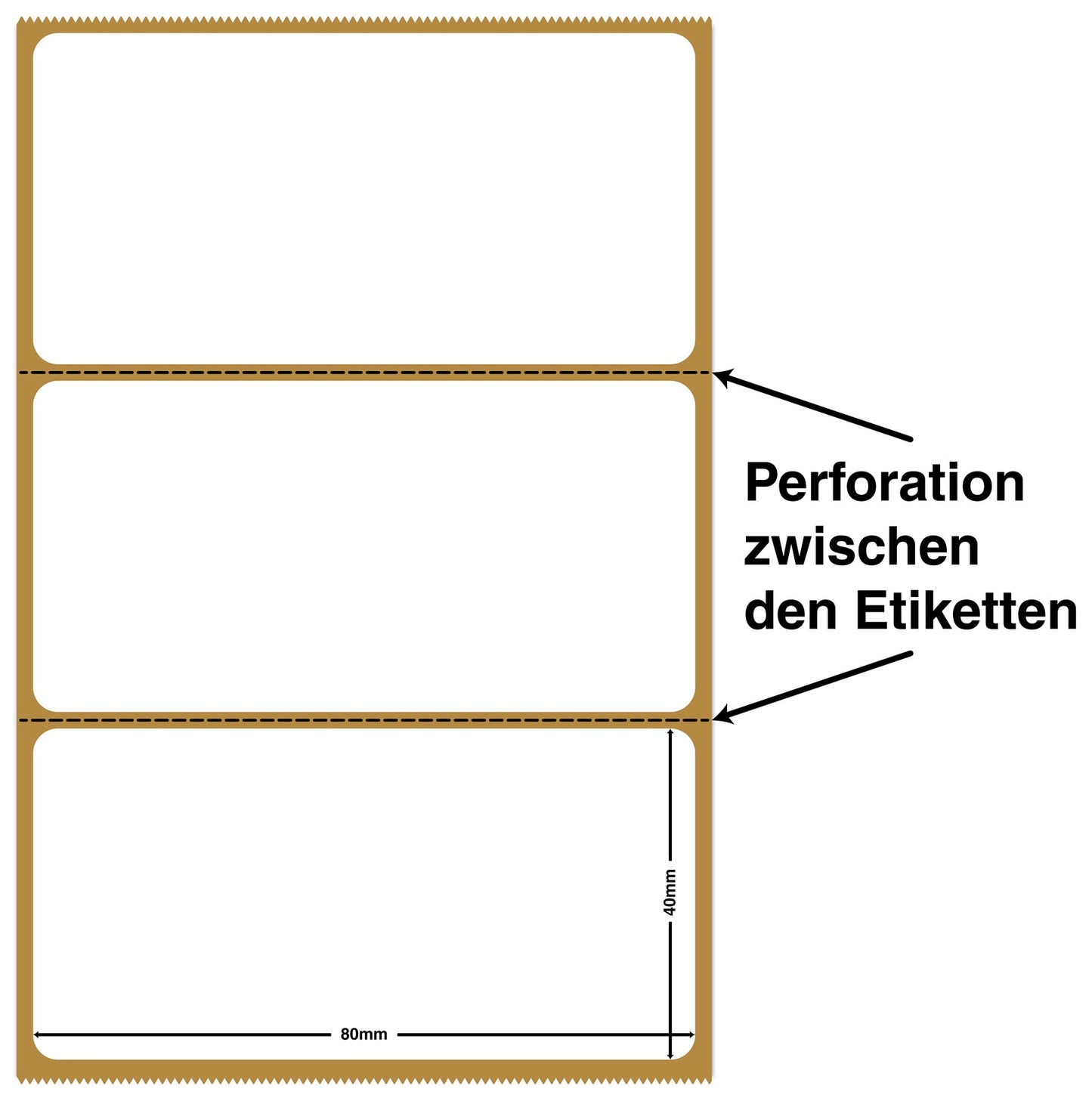 1000 direct thermal label paper, 80 x 40 mm white self-adhesive LH-TD80x40-0