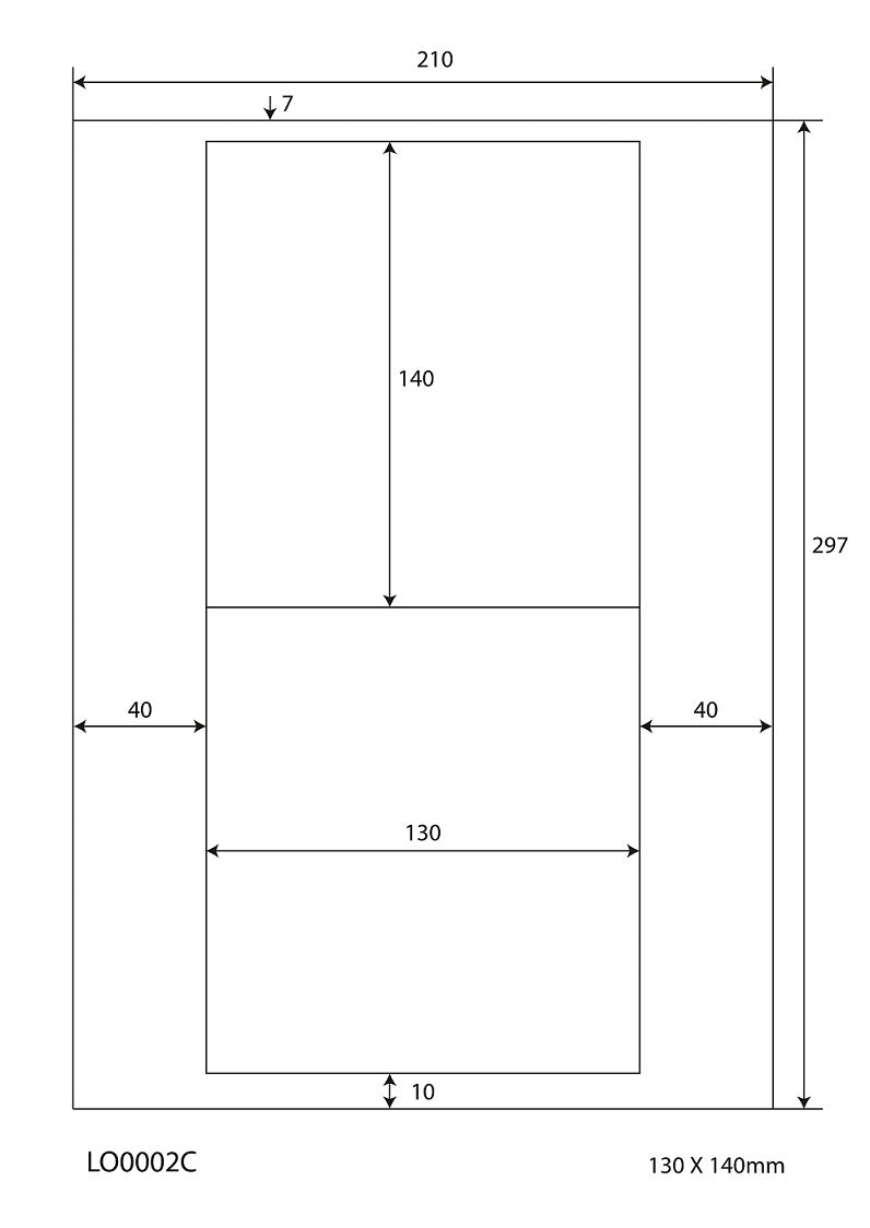 100 DIN A4 sheets 130x140 mm 70g ES-0002C-70-0