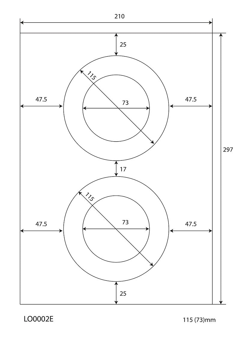 200 universal labels 115x115mm, on 100 Din A4 sheets, glossy, self-adhesive LO-0002-F-80
