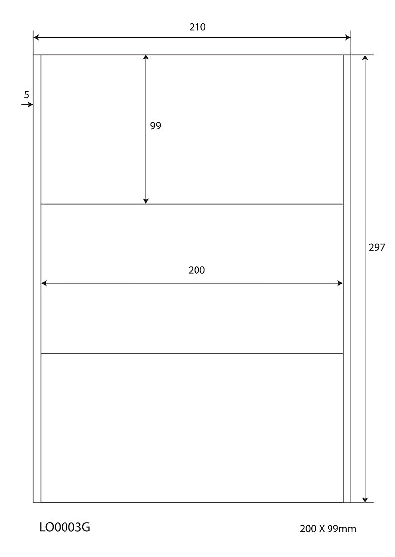 100 DIN A4 sheets 200x99 mm 70g ES-0003G-70-0