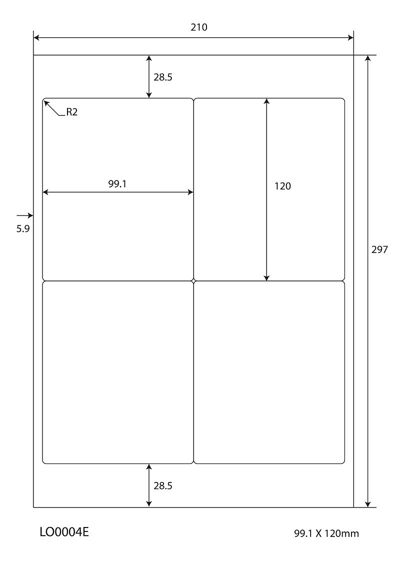 100 DIN A4 sheets 99.1x120 mm 70g ES-0004E-70-0