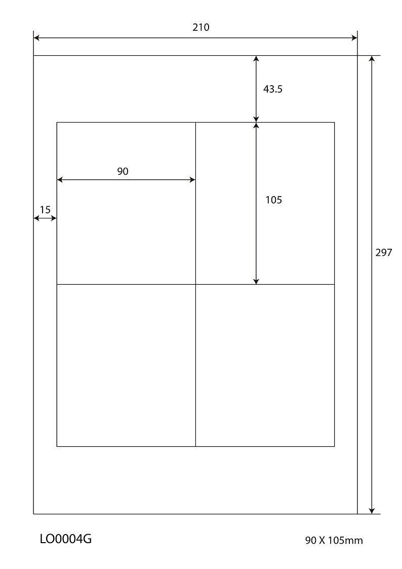 100 DIN A4 sheets 90x105mm 70g ES-0004G-70-0