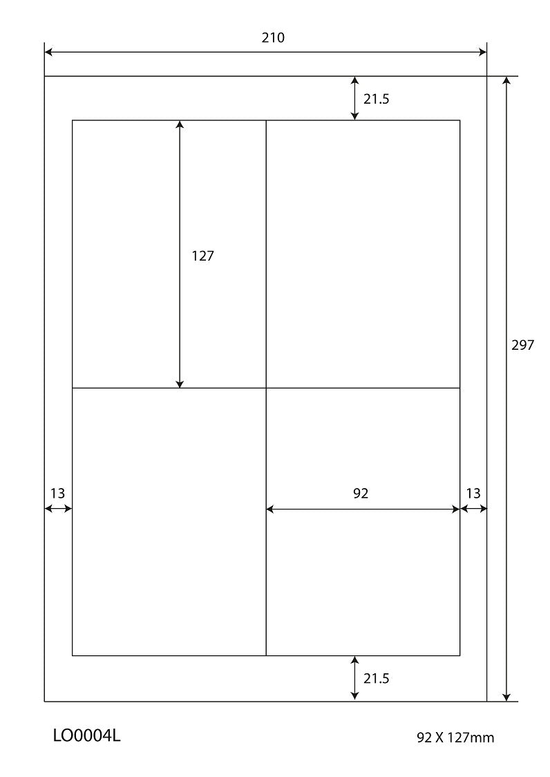 100 DIN A4 sheets 127x92mm 70g ES-0004L-70-0