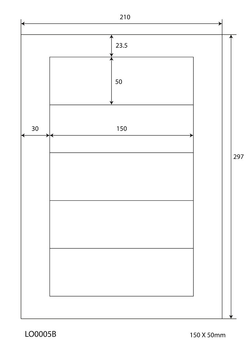 100 DIN A4 sheets 150x50 mm 70g ES-0005B-70-0