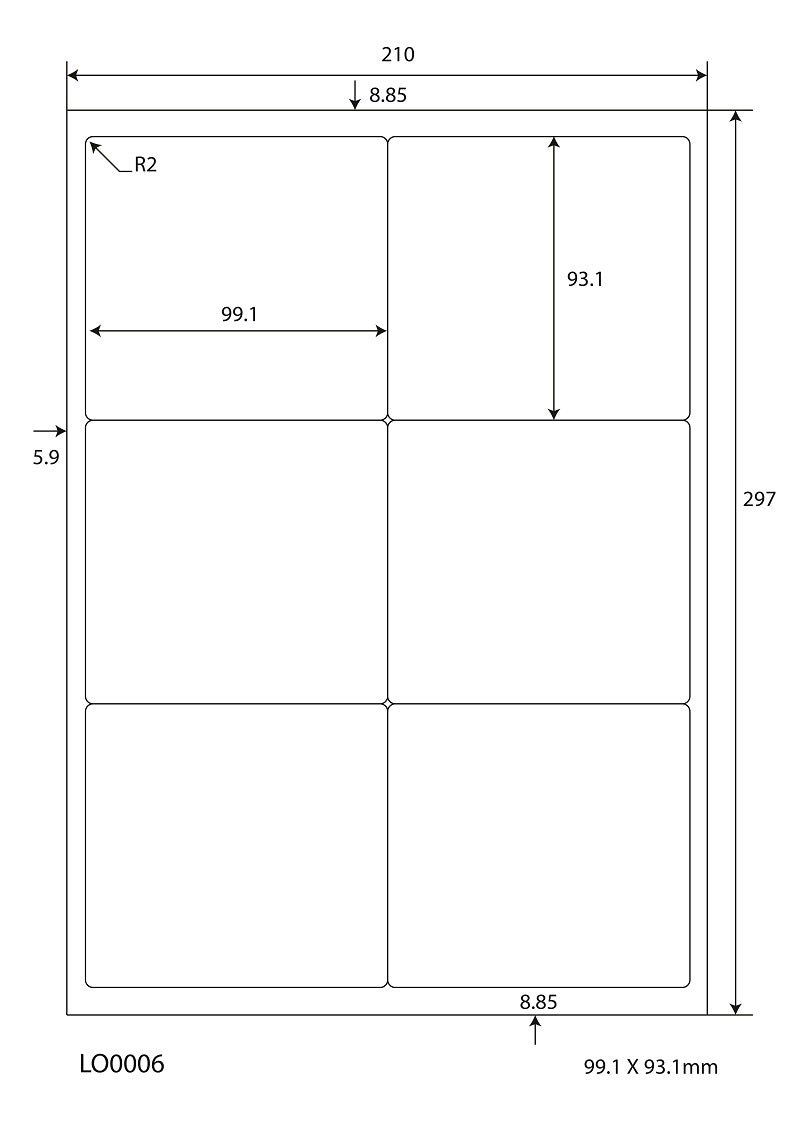 100 DIN A4 sheets 99.1x93.1 mm 70g ES-0006-70-0