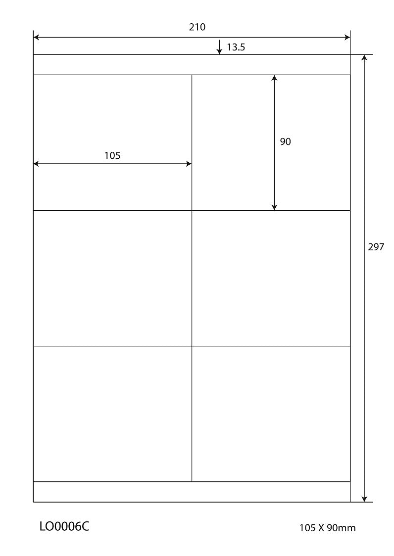 600 universal labels 105x90mm, on 100 Din A4 sheets, glossy, self-adhesive LO-0006-C-80