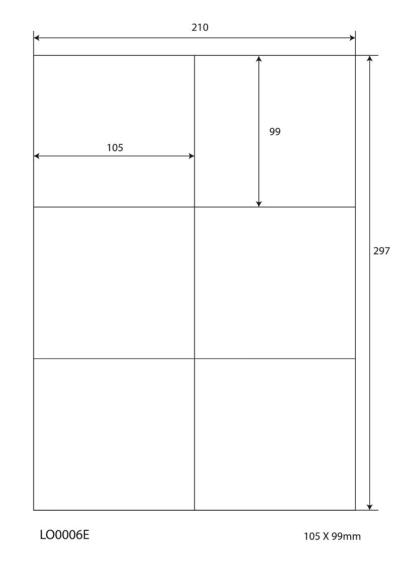 600 universal labels 105x99mm, on 100 Din A4 sheets, glossy, self-adhesive LO-0006-E-80